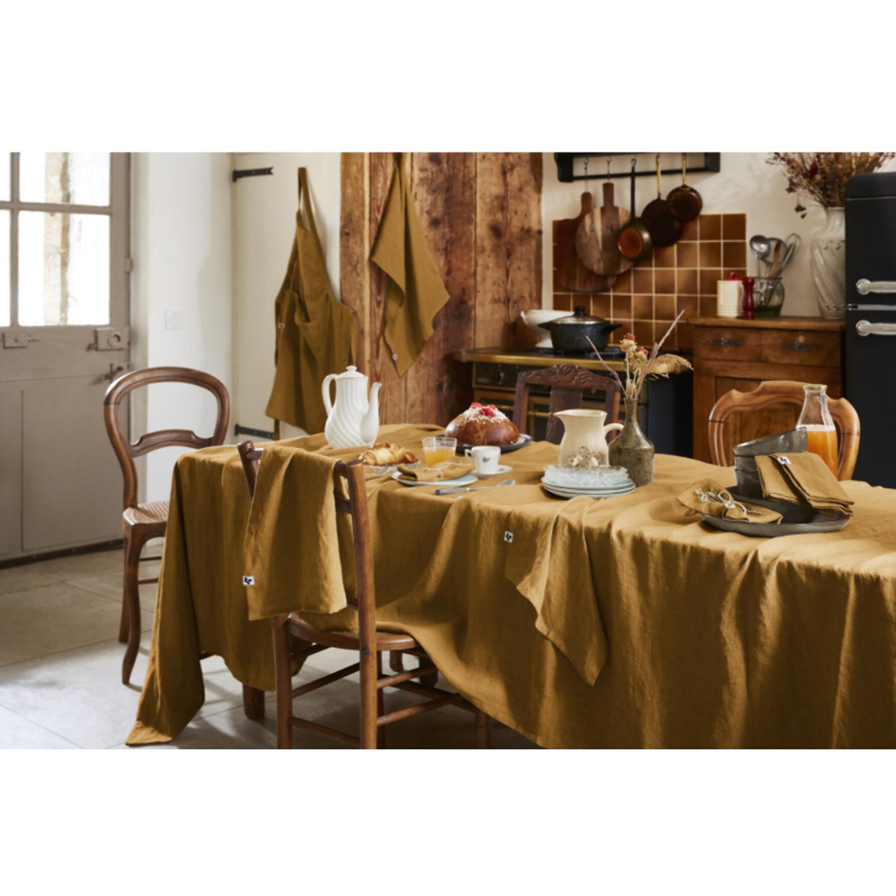 Lot de 3 serviettes de table ''Soline'' 40 x 40 cm Lin lavé - Couleur: Soline Caramel