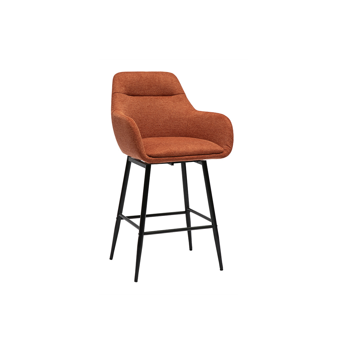 Tabourets de bar pivotants 360° en tissu effet velours texturé terre brûlée et métal H65.5 cm (lot de 2) ALESS