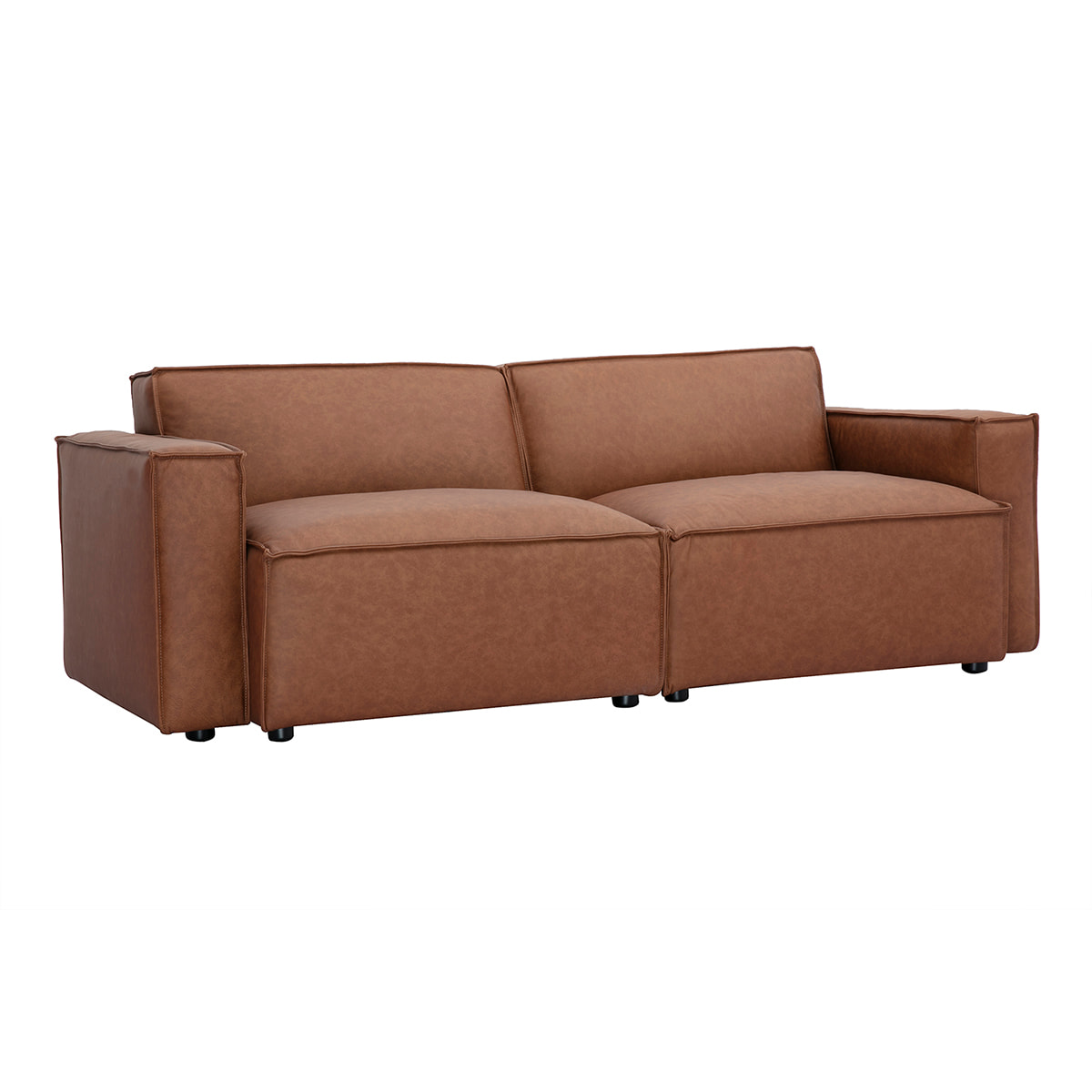 Canapé modulable vintage 3 places en cuir marron SPLIT