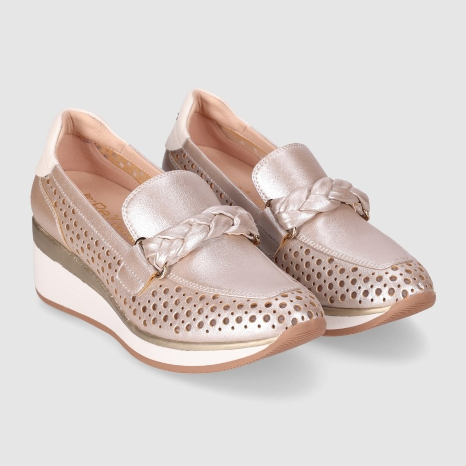 Zapatos de Piel - Platino - Tacón: 5 cm