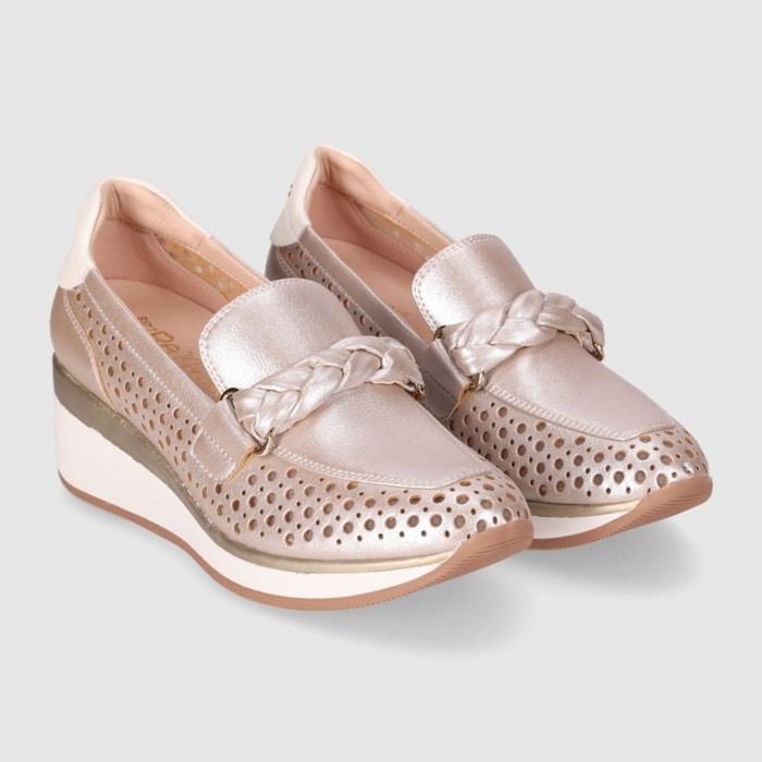 Zapatos de Piel - Platino - Tacón: 5 cm