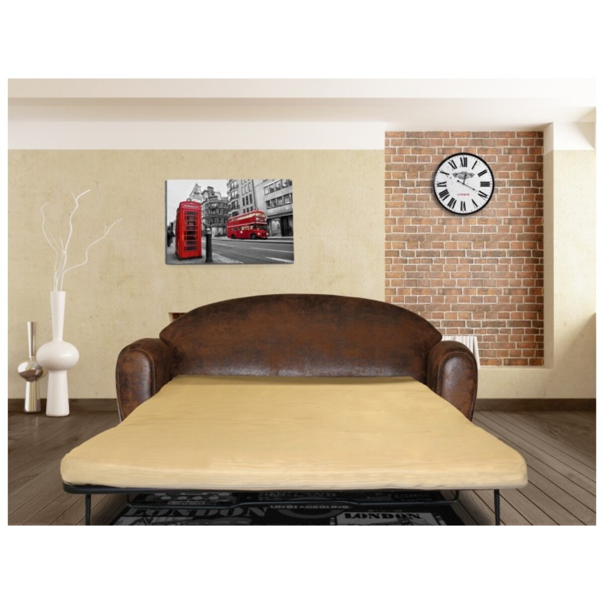 Canapé convertible 3 places vintage en microfibre effet vieilli - CLUB