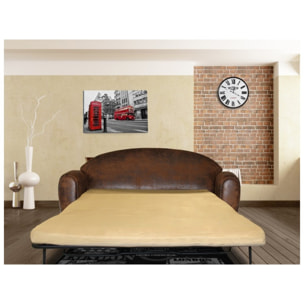 Canapé convertible 3 places vintage en microfibre effet vieilli - CLUB