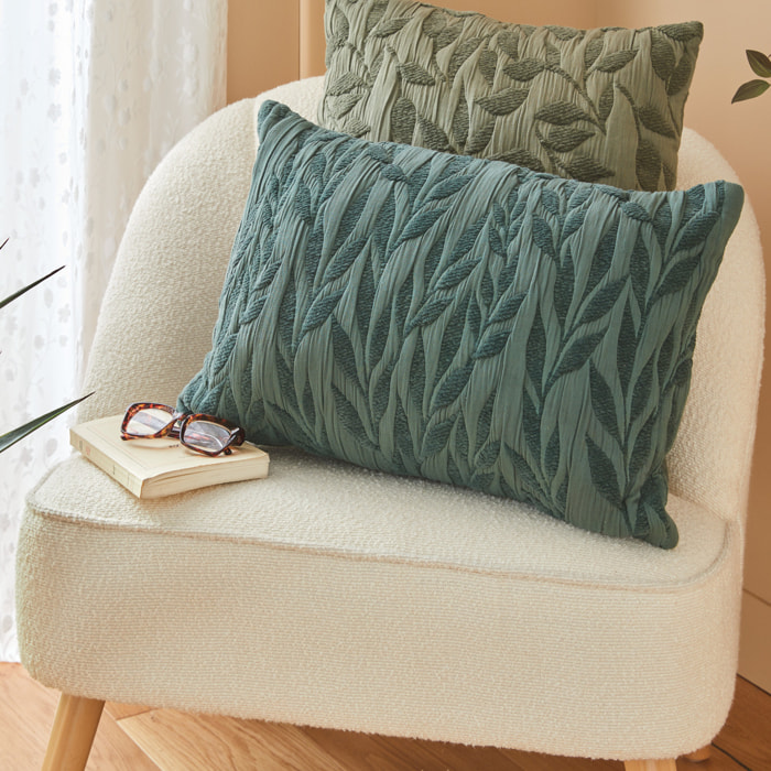 Coussin motif jacquard "Lehto" coton vert clair 50x50cm
