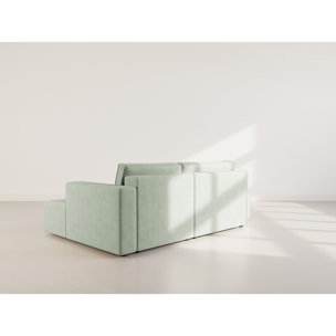 Topaze - canapé d'angle droit 4 places convertible avec coffre en velours côtelé - Vert sauge