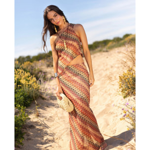 Falda midi punto calado