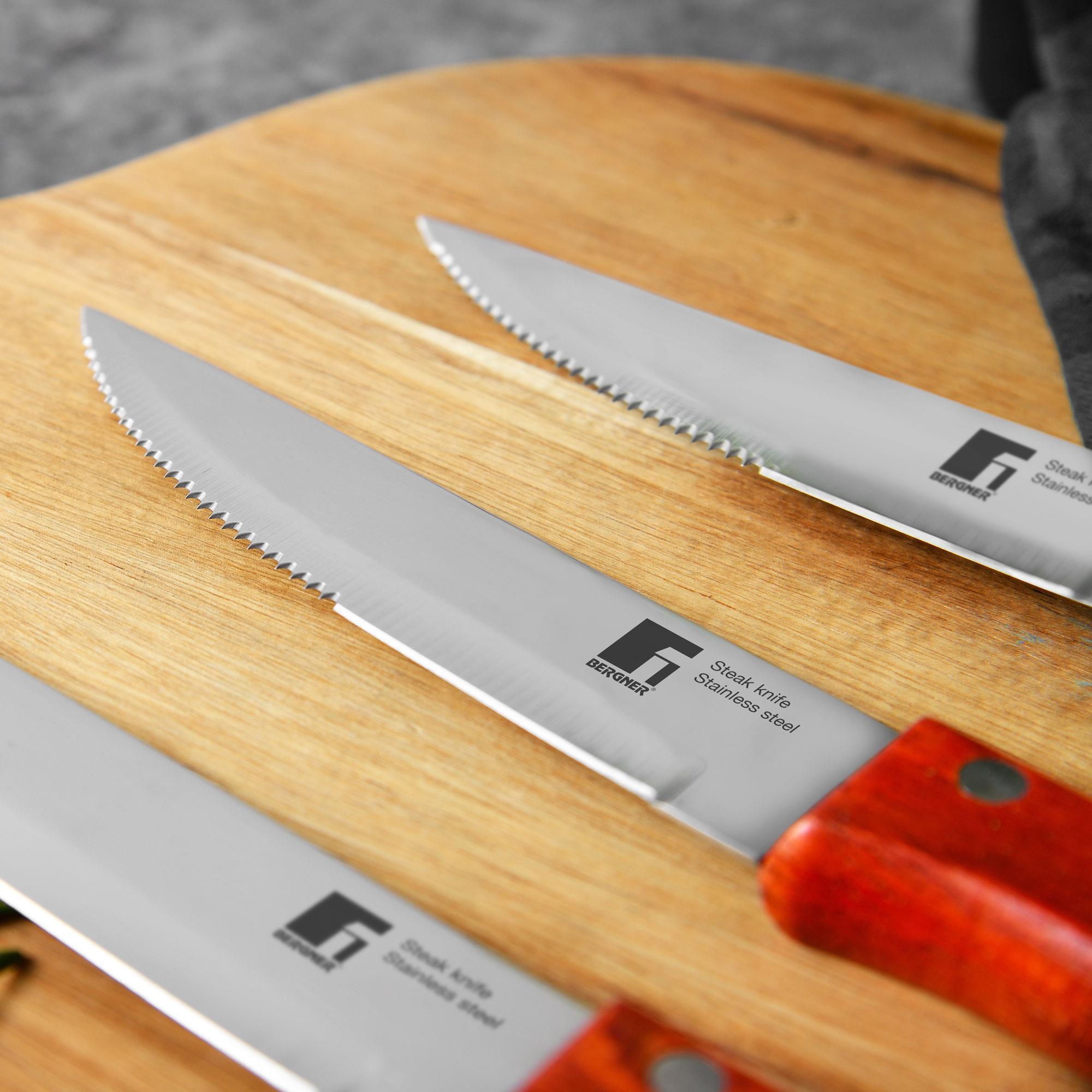 Bergner LOVERS Set de 4 Cuchillos BBQ en acero inoxidable