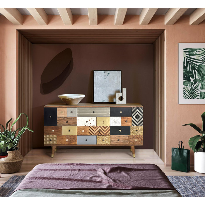 Aparador de Madera de Mango Estilo Boho Retro