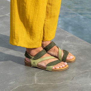 Sandalias N5810S NOBUCK LAVADO KAKI-CUERO/ PANGLAO color Kaki-cuero