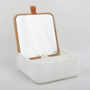 Boîte à bijoux avec miroir Bambou & PS carré ALAIS Blanc Spirella