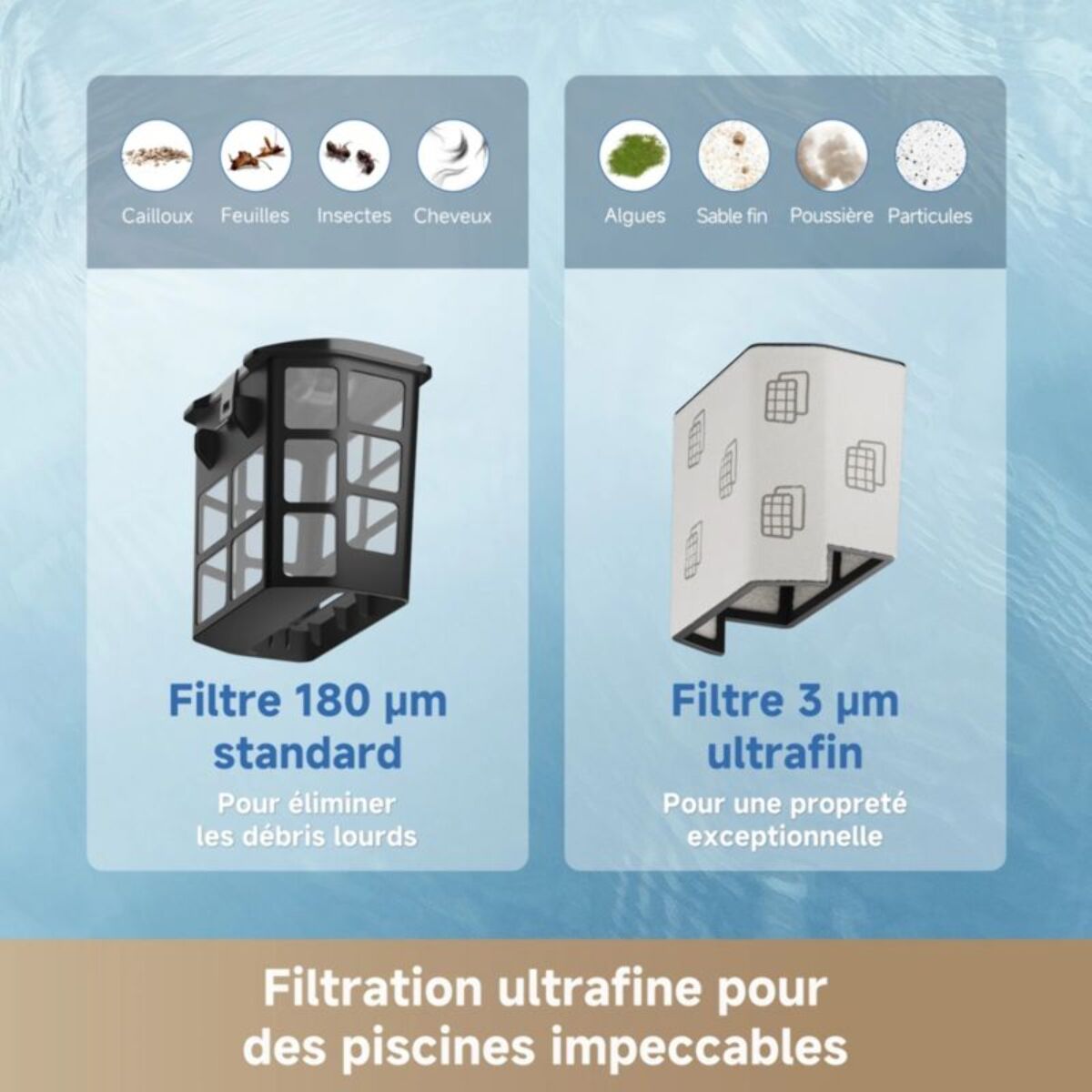 Robot piscine MOVA Diver A10 sans fil - fond, parois, ligne d'eau - Navigation avec assistance IA