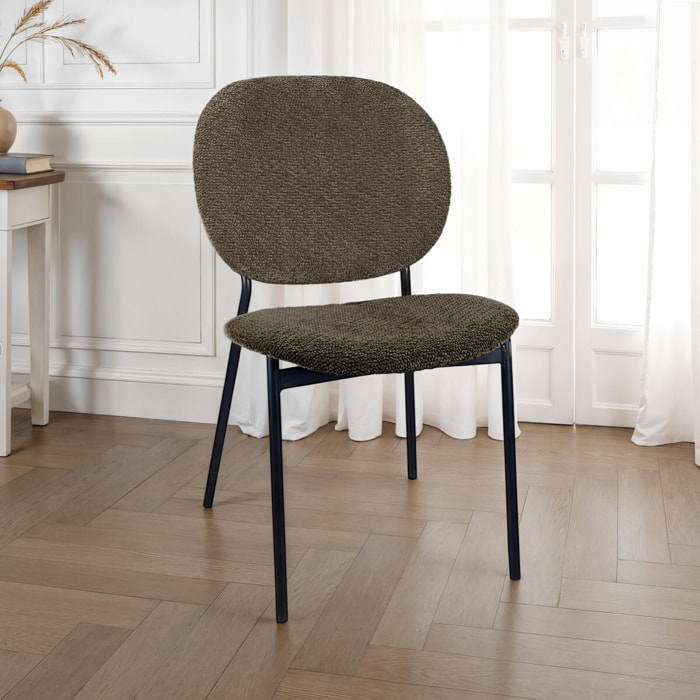 Lot de 2 chaises de salle à manger Tomasucci WERZA, en tissu, marron, 58 × 47 × 81 cm