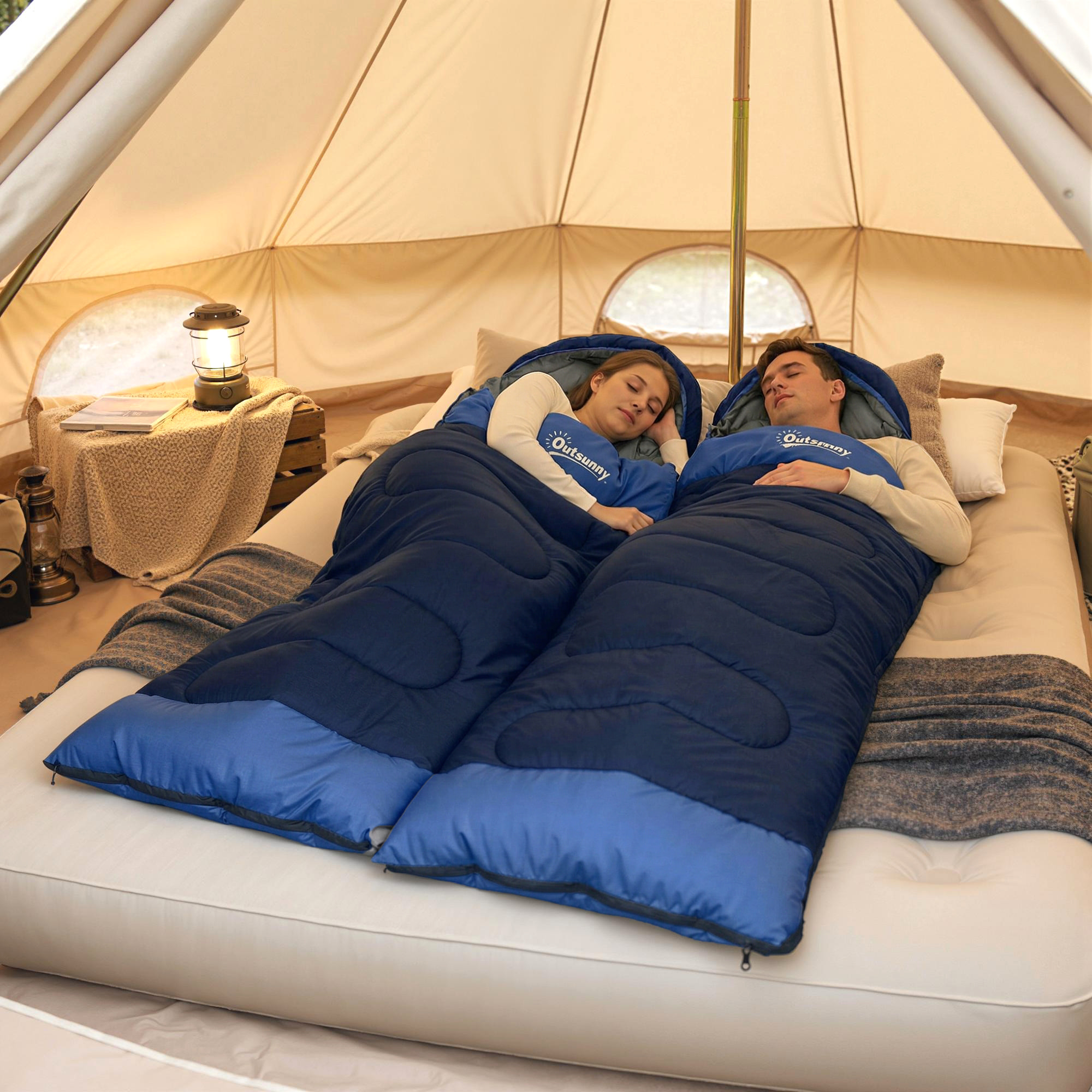 Saco de Dormir Adulto, Ligero y Compacto, para 3 Estaciones, Impermeable, Saco de Dormir Rectangular Plegable Portátil, Tamaño Pequeño, para Acampar, Senderismo, Viaje al Aire Libre, Azul