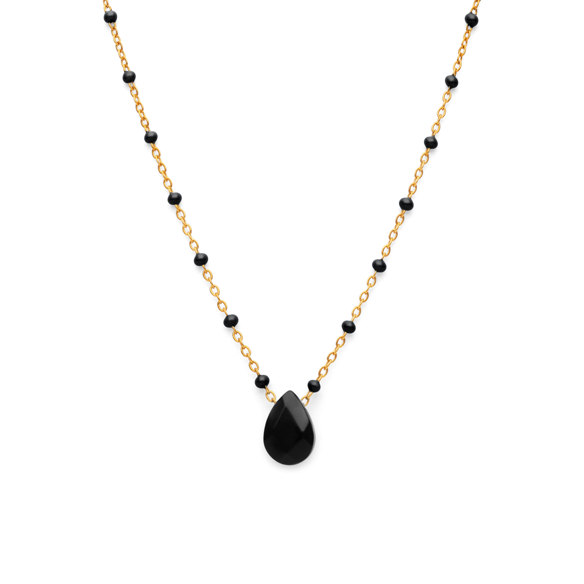 Collar Hydra Negro Acero Baño Oro
