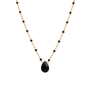 Collar Hydra Negro Acero Baño Oro