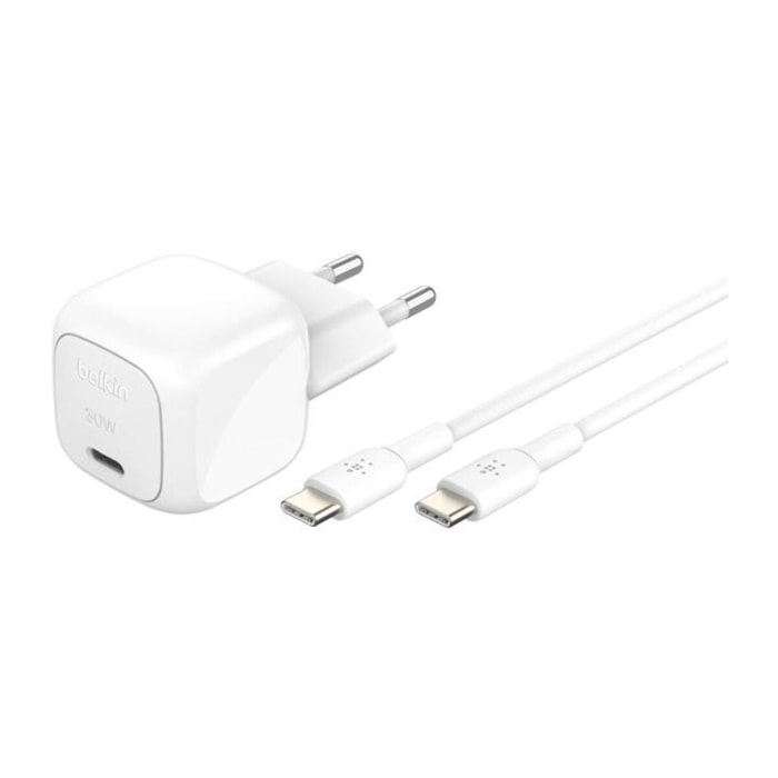 Chargeur BELKIN 30W USB charge rapide PPS Blanc