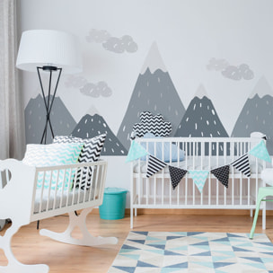 Stickers muraux enfants - Décoration chambre bébé - Autocollant Sticker mural géant enfant montagnes scandinaves DINKA