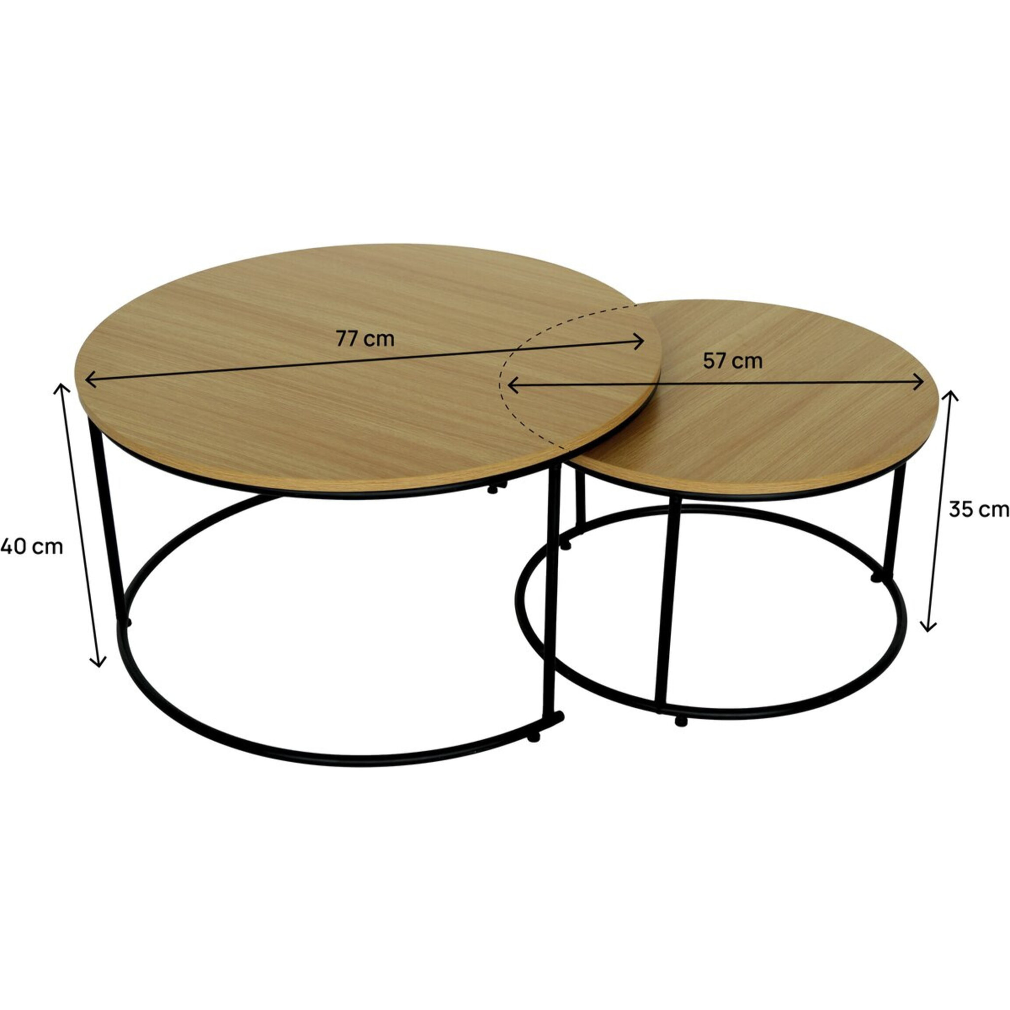 Lot de 2 tables basses gigognes "Wen" - Marron