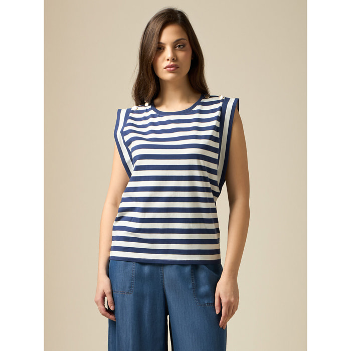 Oltre - Camiseta a rayas ecológica - Azul
