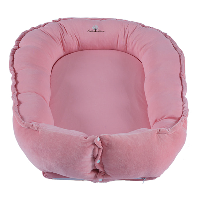 Cocoon bébé 0-6 mois coton bio velours-Rose