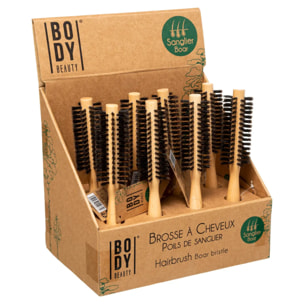 Brosse à cheveux ronde bois poils de sanglier
