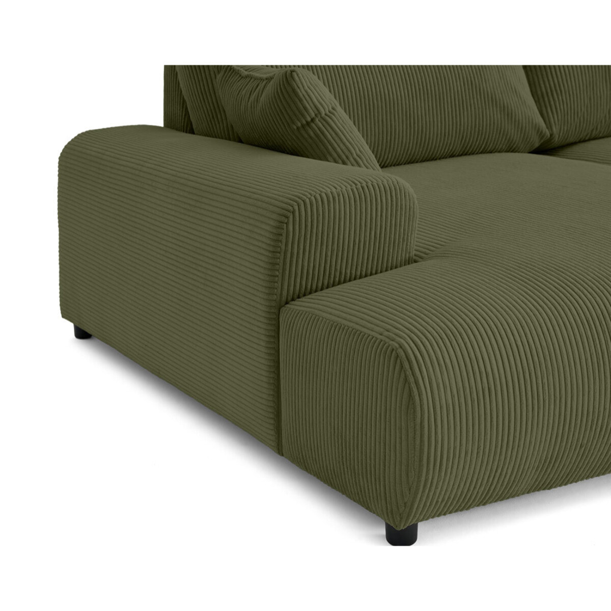 Garance - canapé droit 4 places double méridienne - assise profonde - en velours côtelé - Vert