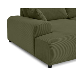 Garance - canapé droit 4 places double méridienne - assise profonde - en velours côtelé - Vert