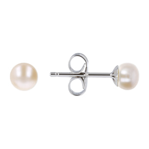 Orecchini a Bottone in Argento con Perle d'Acqua Dolce Rosa Ø 4/4.5 mm