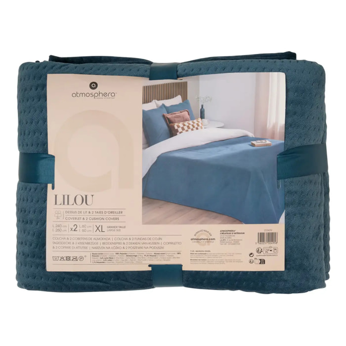Dessus de lit Lilou bleu egéen 260x240cm