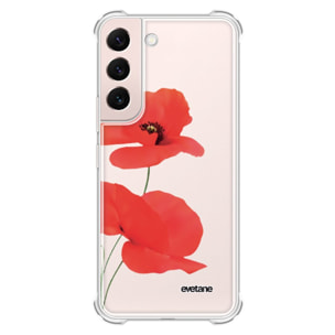 Coque Samsung Galaxy S22 5G Silicone antichocs Solides coins renforcés Protection Housse transparente Coquelicot Evetane