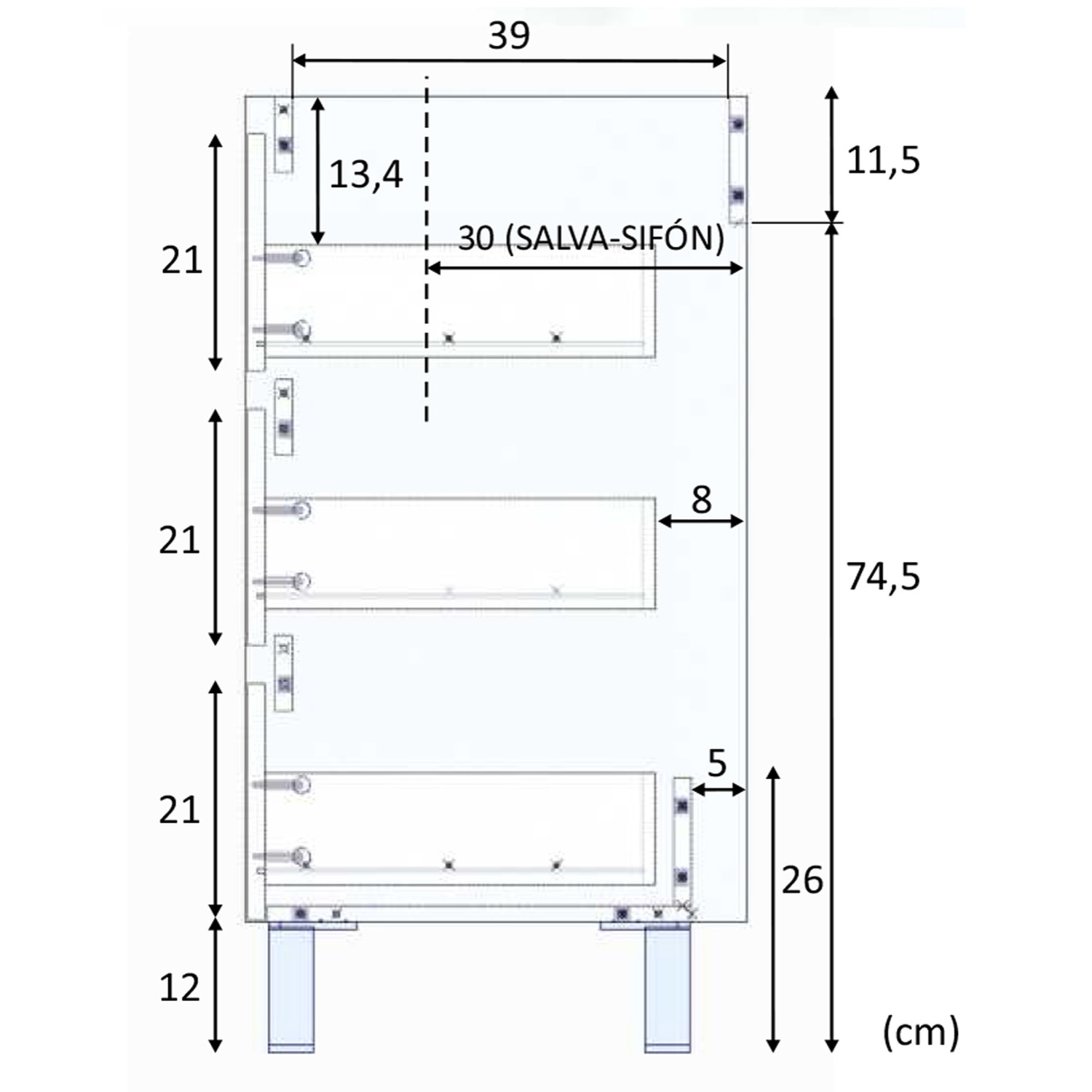 Mueble baño devin 3c 80cm color alaska con espejo, sin lavabo