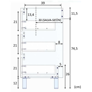 Mueble baño devin 3c 80cm color alaska con espejo, sin lavabo