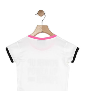 T-shirt a maniche corte con bordi in contrasto da bambina Power Up