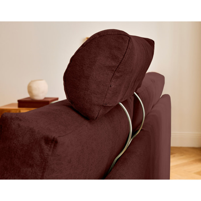Barrie - canapé d'angle réversible 4 places avec têtière amovible en tissu - Rouge