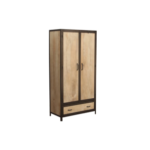 Armoire industrielle en bois massif manguier et métal noir L90 cm INDUSTRIA