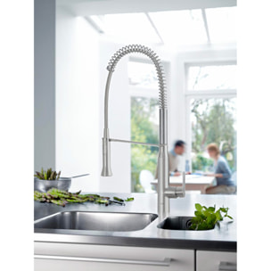 GROHE Mitigeur évier bec haut K7 - avec ressort - 2 jets - H : 67,4 cm