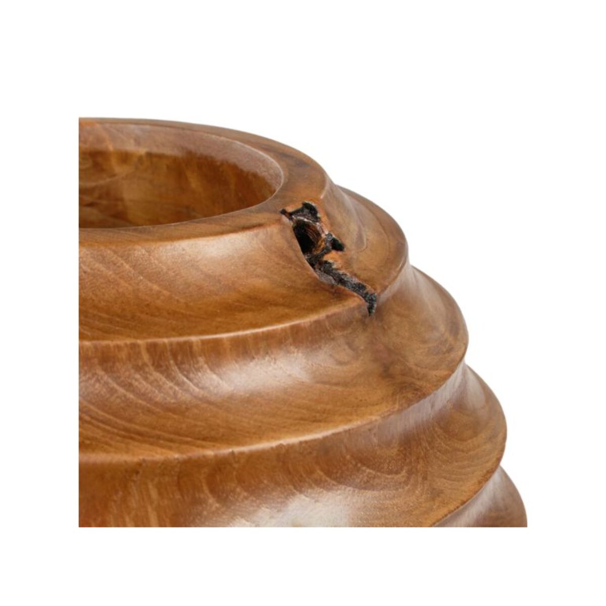 Vase décoratif H. 26 cm en bois de teck massif - BAZINE