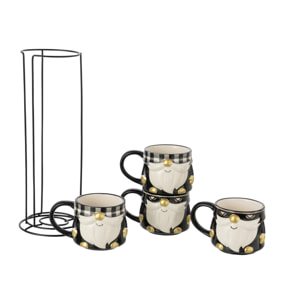 J-Line mug Père Noël Dolomie - céramique - noir/blanc - boîte de 4