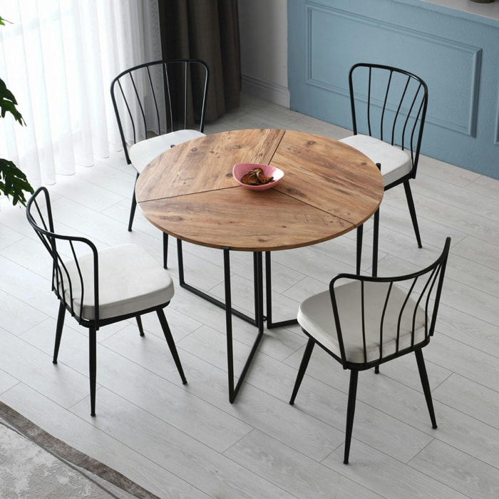 Table à manger pliante ronde décor pin JENA