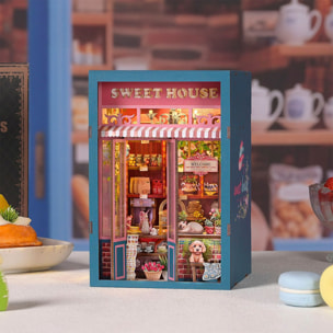 Recogida de dulces. Book Nook de madera, diseño 3D realista con gran detalle, luces led y 162 piezas.