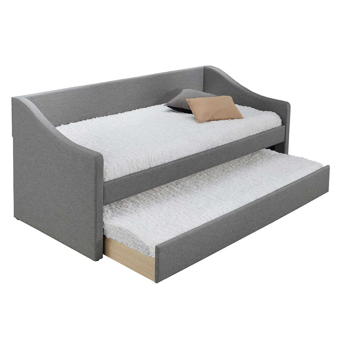 Lit gigogne en tissu gris clair 90x190 cm BEKKER