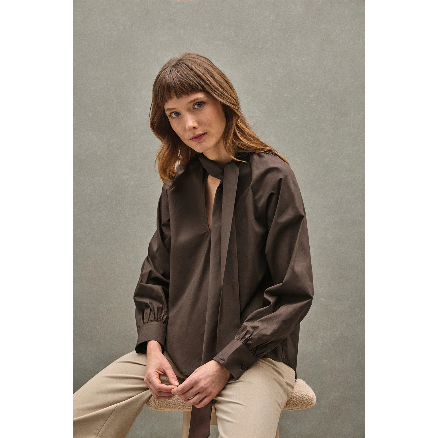Blusa color cioccolato Catalina