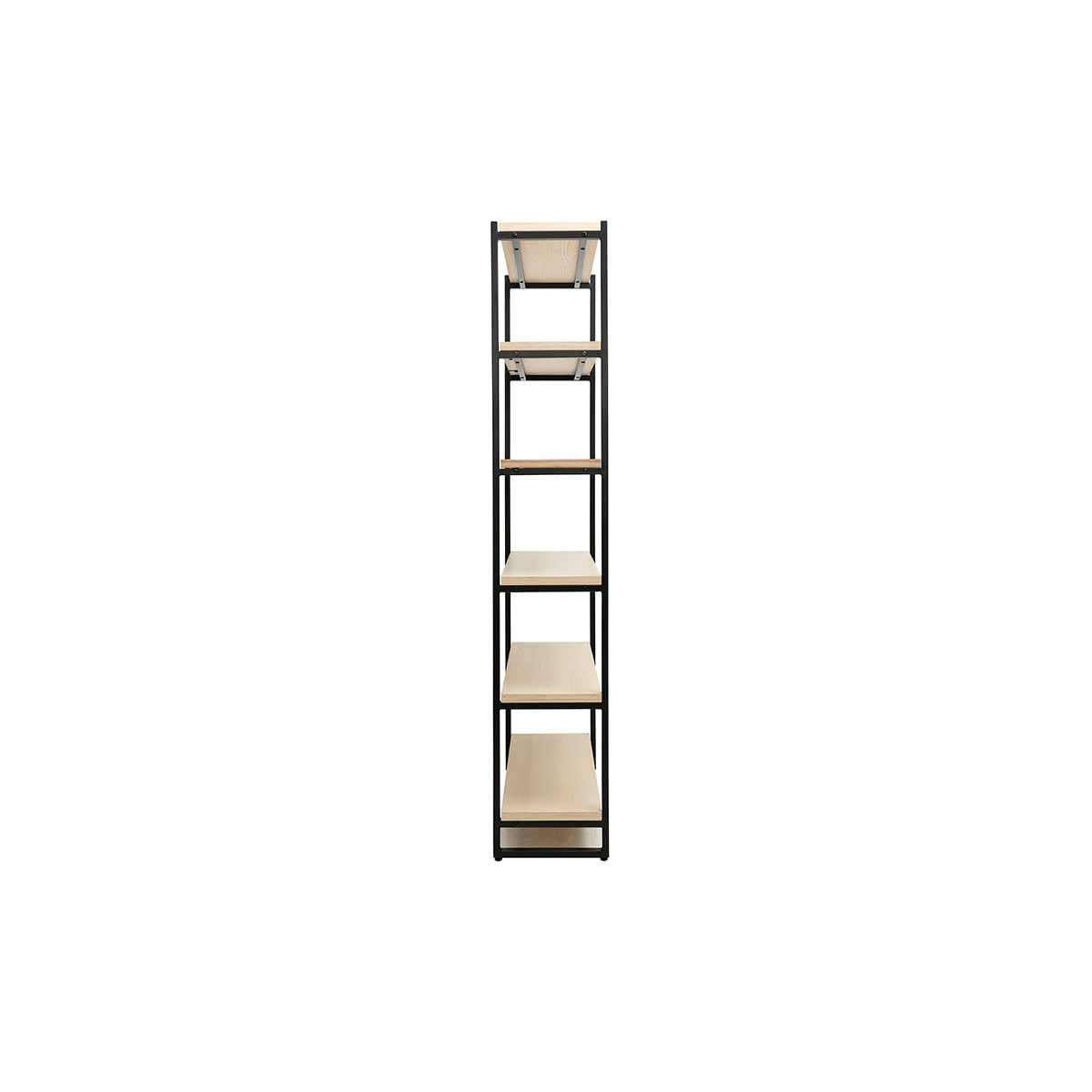 Bibliothèque industrielle ouverte en bois clair et métal noir L100 cm ARISTOTE