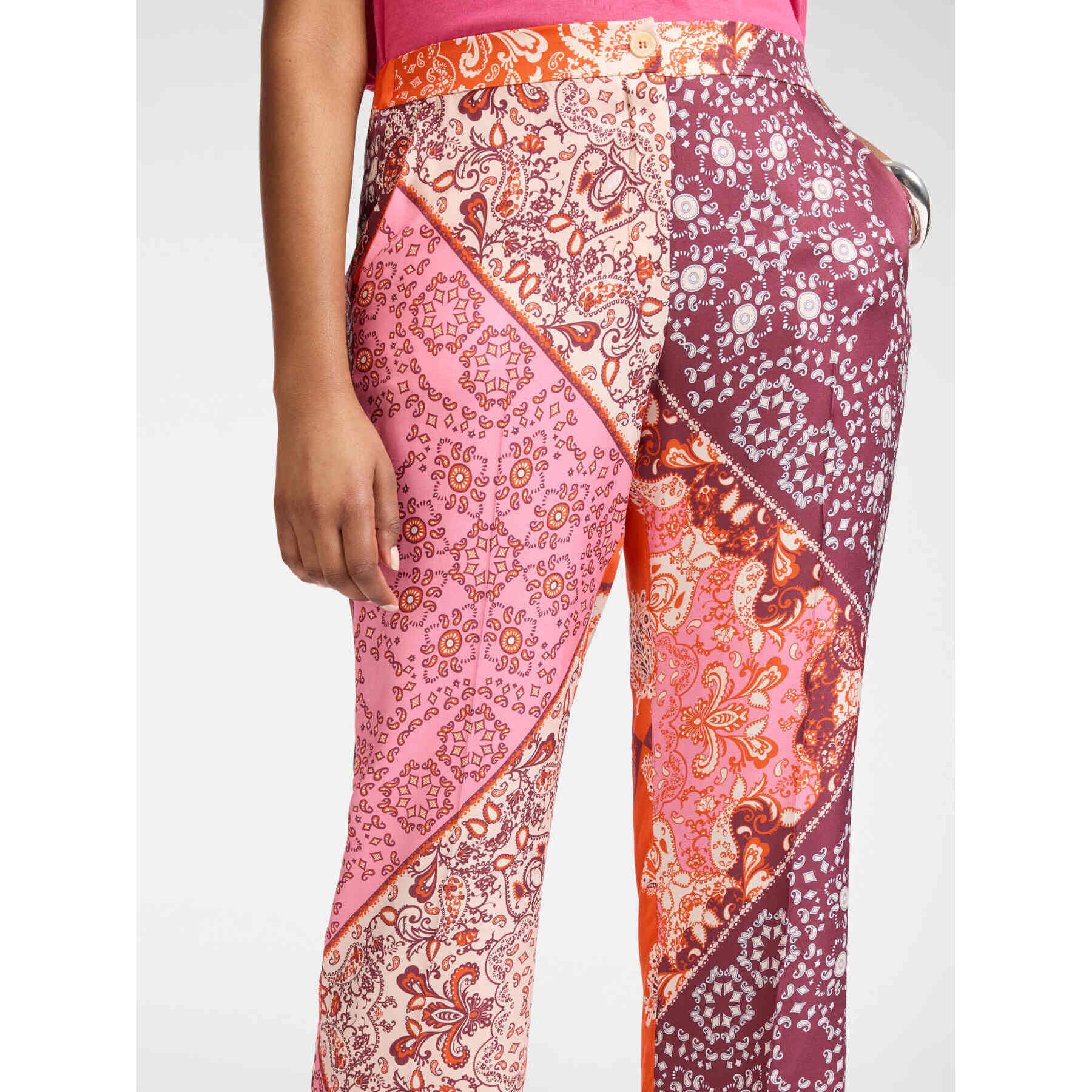 Elena Mirò - Pantalones estampados de viscosa - Naranja sol