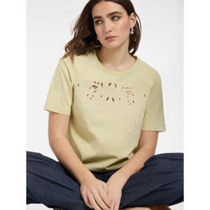 Elena Mirò - Camiseta con bordado floral - Verde claro
