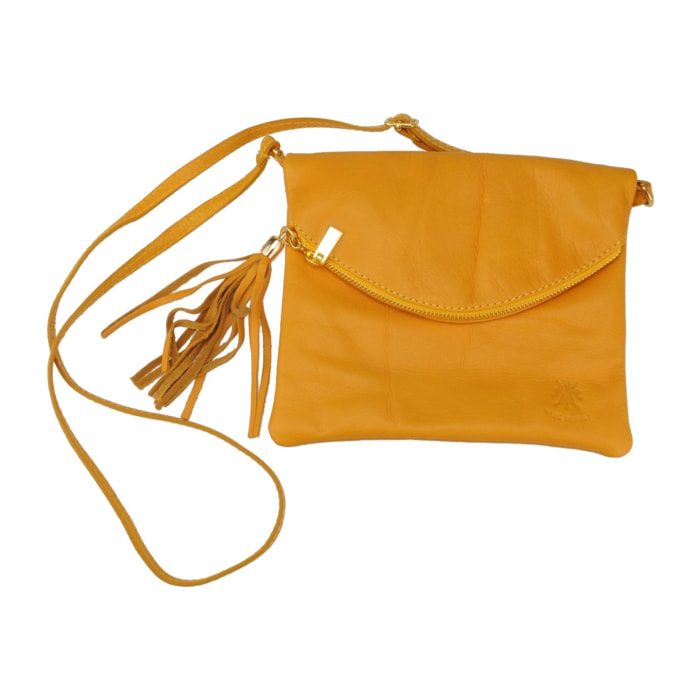 Borse Donna colore Giallo-in pelle Made in Italy 18x20x2cm