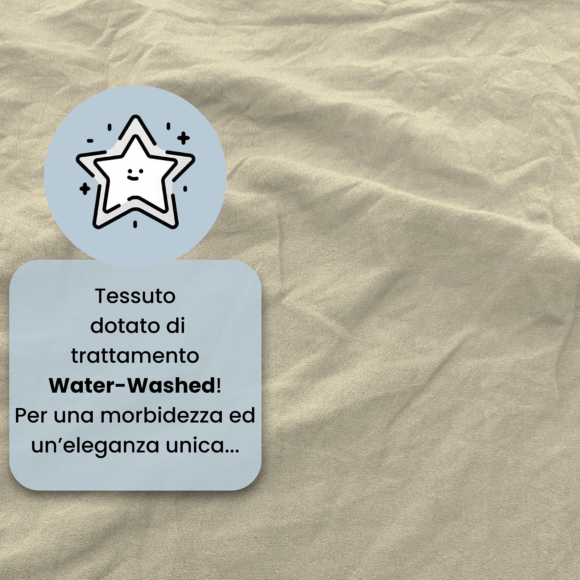 COMPLETO LETTO WATER WASHED, 100% Microfibra, No Stiro - CREMA