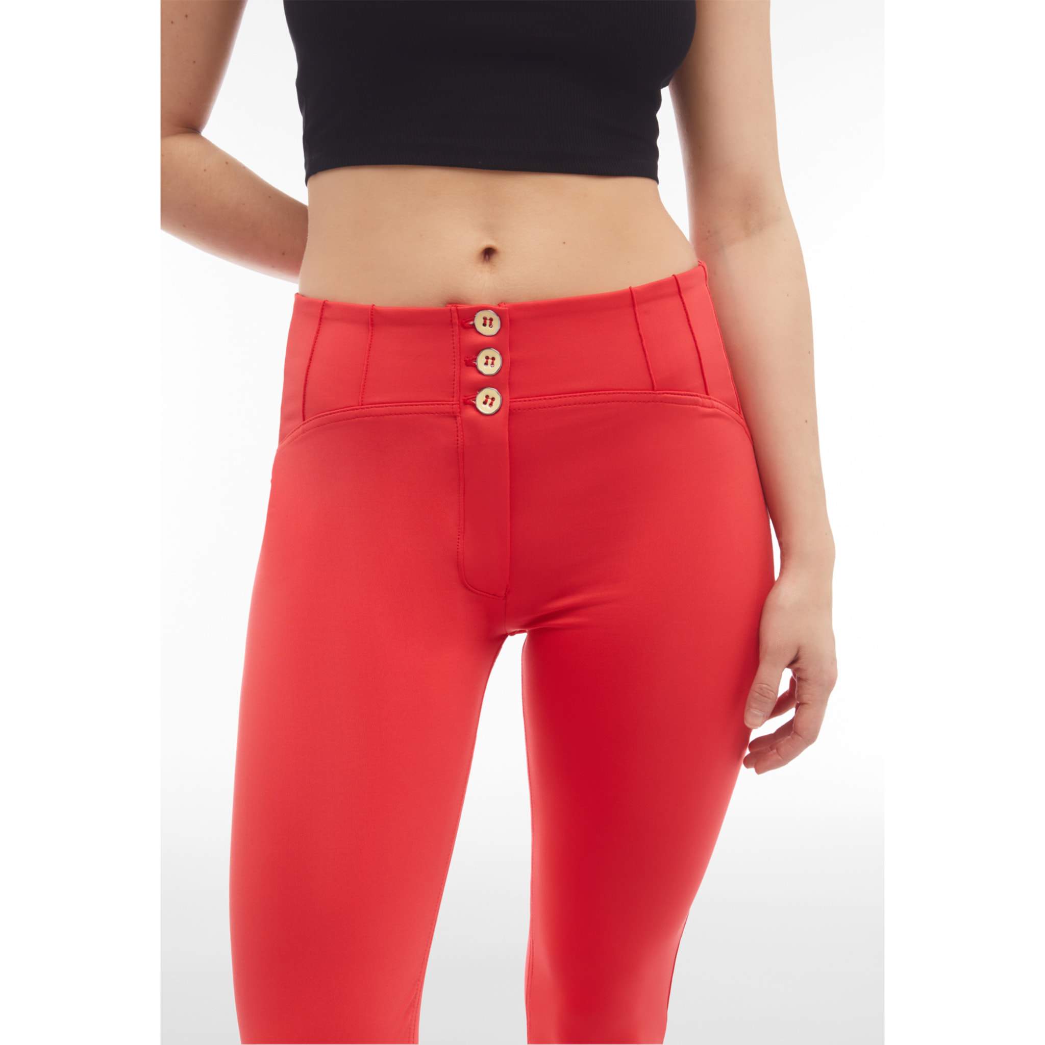 Pantaloni push up WR.UP® vita alta con bottoni e impunture