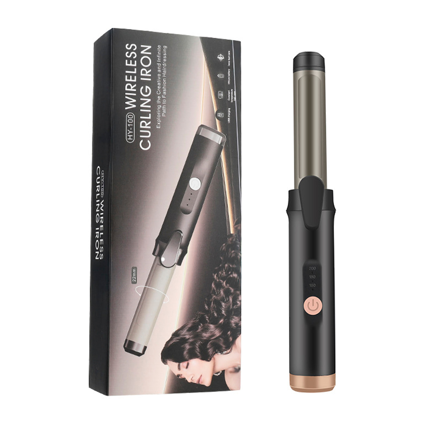 Rizador de pelo HY100 con tubo de 28mm y 15W. Con 3 niveles de temperatura hasta 200°C.