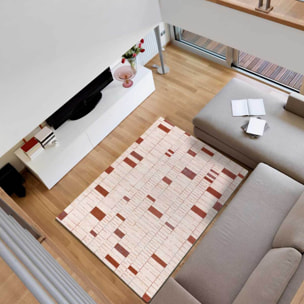 BERUTI Alfombra geomÃ©trica en tonos beige y caldera, varias medidas disponibles